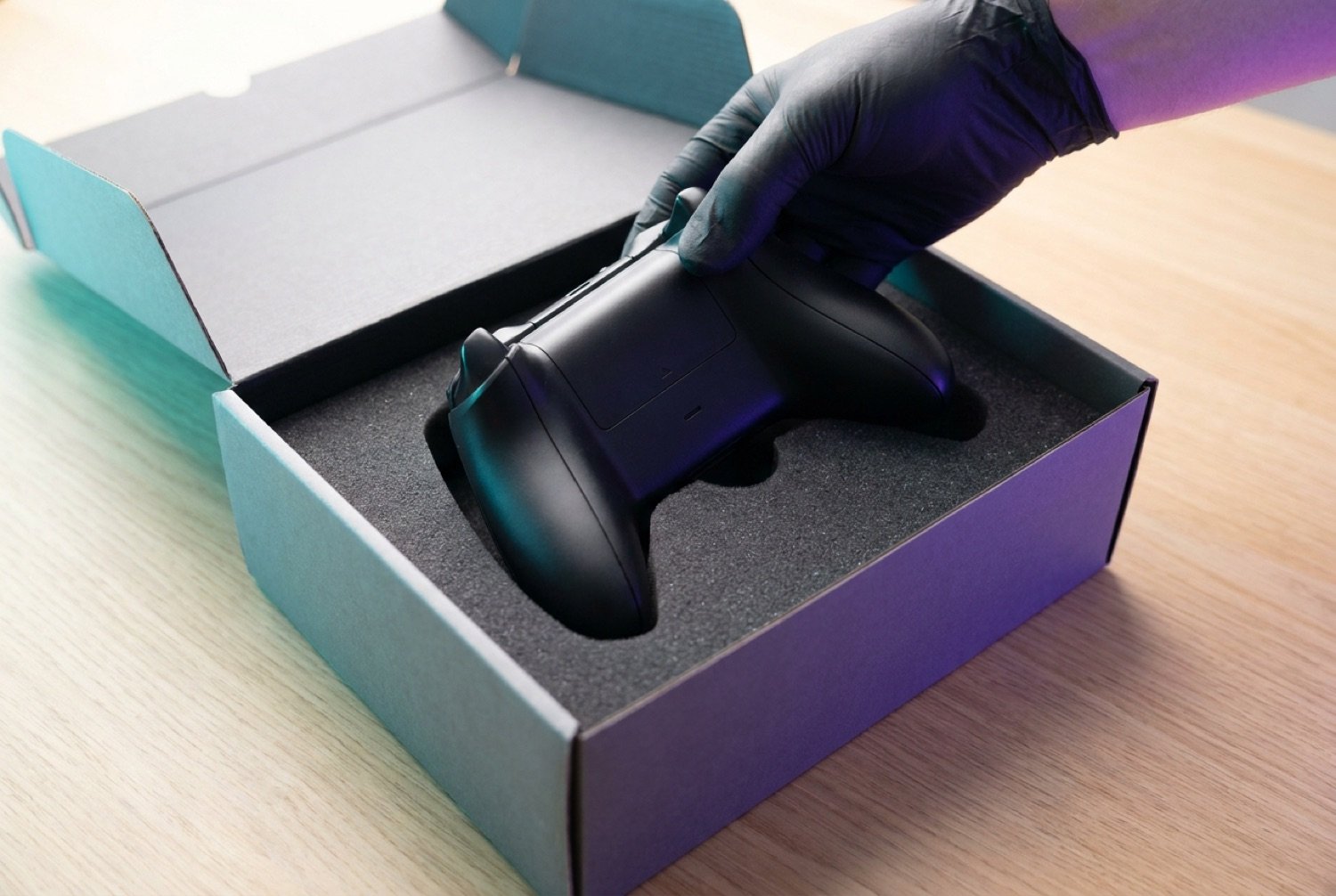 Carefully packed controller ready for shipping